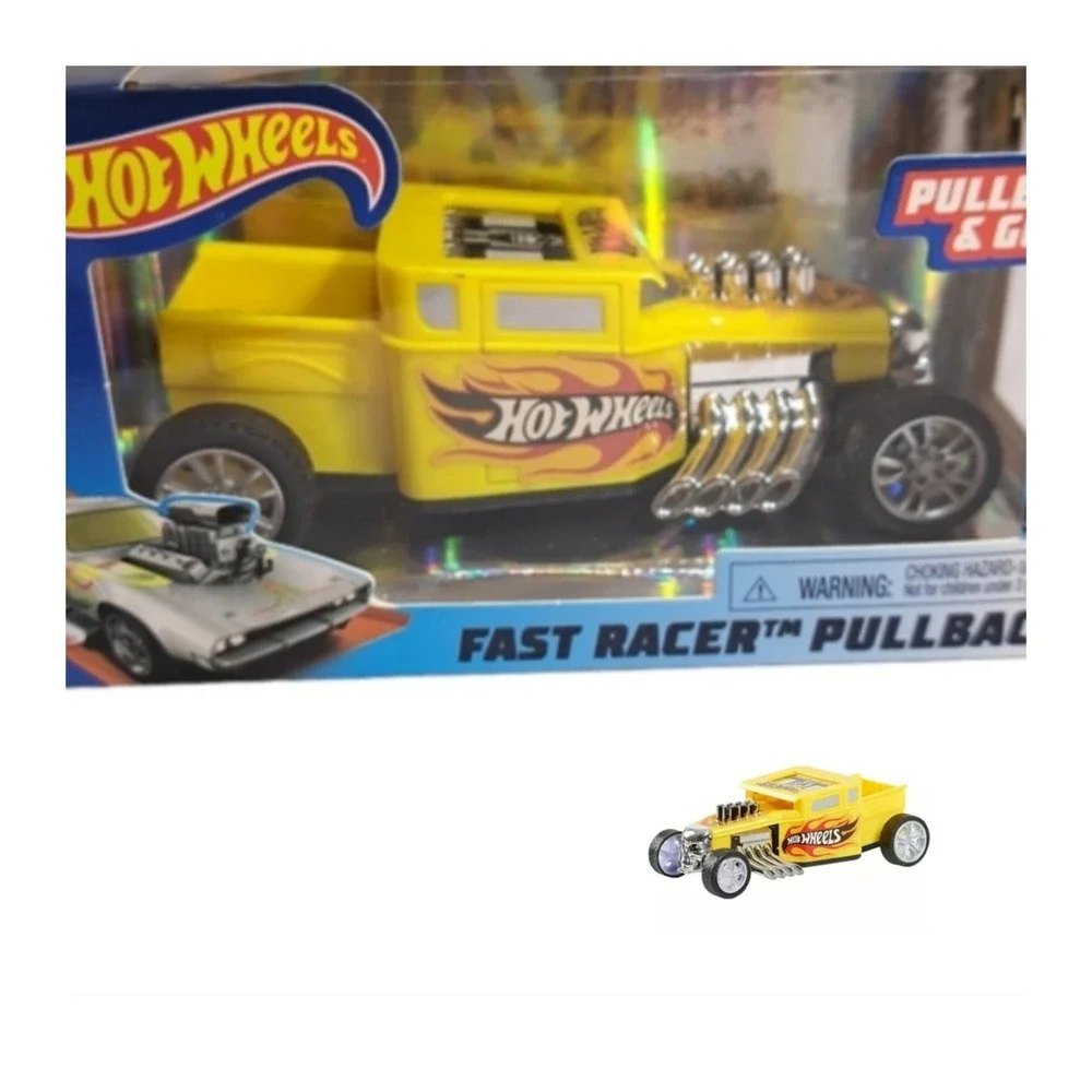 Hot Wheels Kids Pullback & Go Fast Racer Yellow Bone Shaker Car Ages 3+